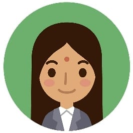 A cartoon of a dark haired lady on a green background