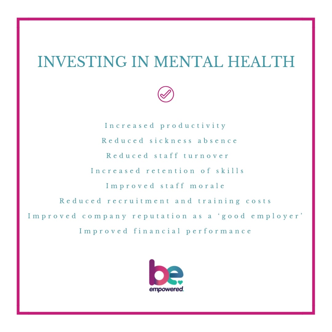 Outlining the reasons why to invest in mental health in the workplace.